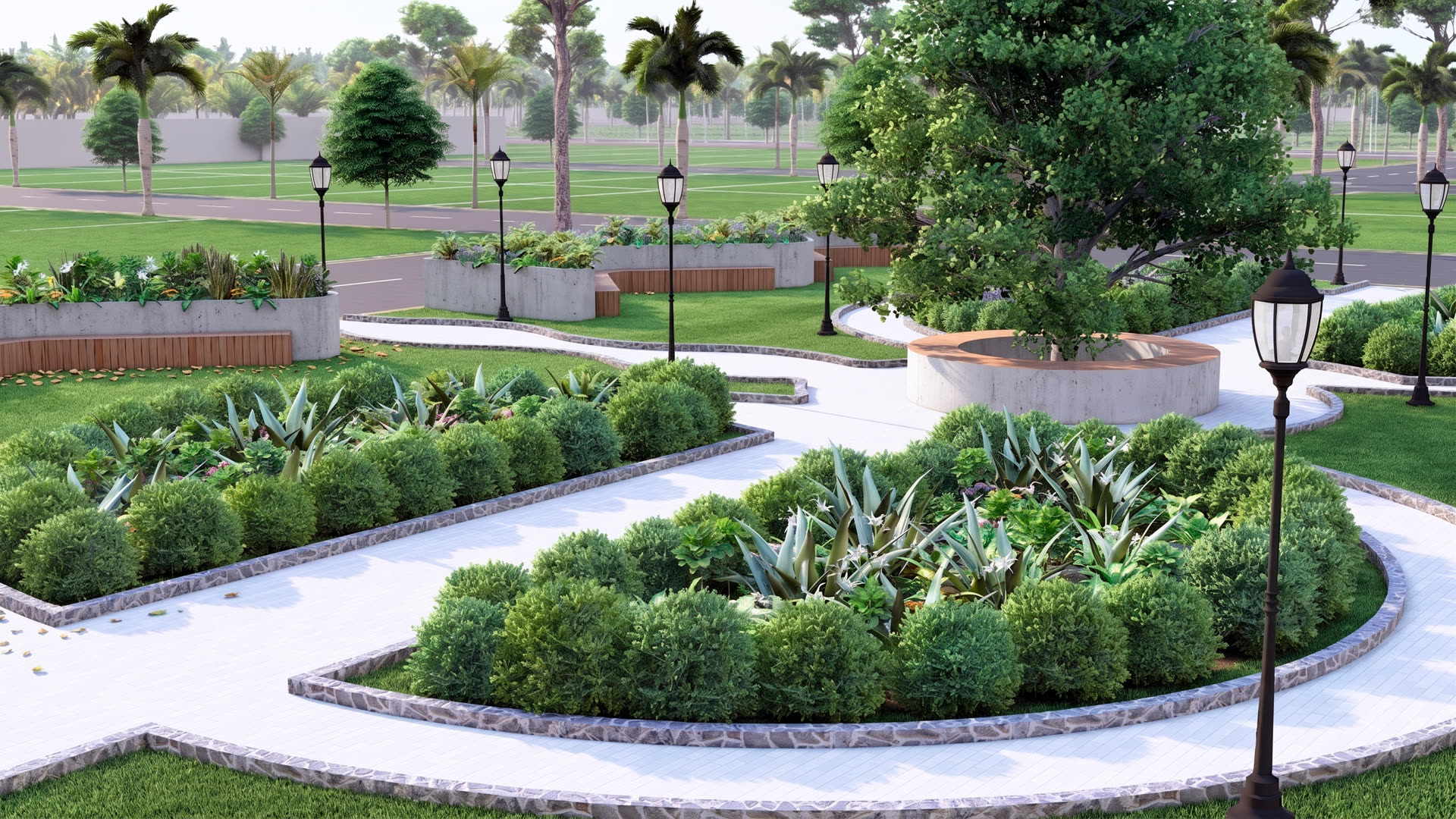 Landscaped parks